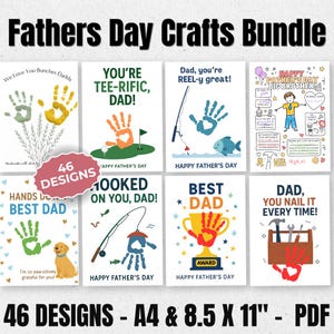 Bundel Vaderdag-activiteitenpagina's, handafdruk kinderkunst voor papa, 1e Vaderdagkaart DIY, voorschoolse kunstproject voor papa, cadeau nieuw meisje vader