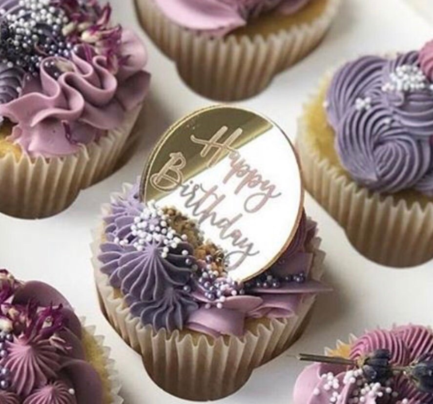 Acrylic Cake Disc Cupcake Toppers miniAcrylic Cake Toppers happy