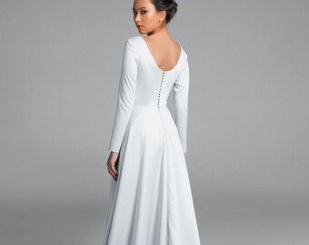 grey long dress for wedding