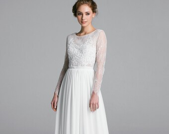 simple lace long sleeve wedding dress