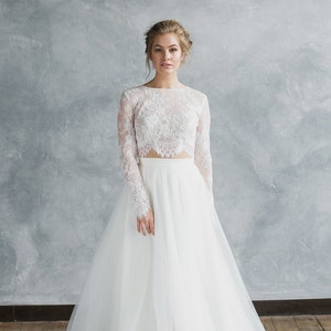 2 piece crop top wedding dress