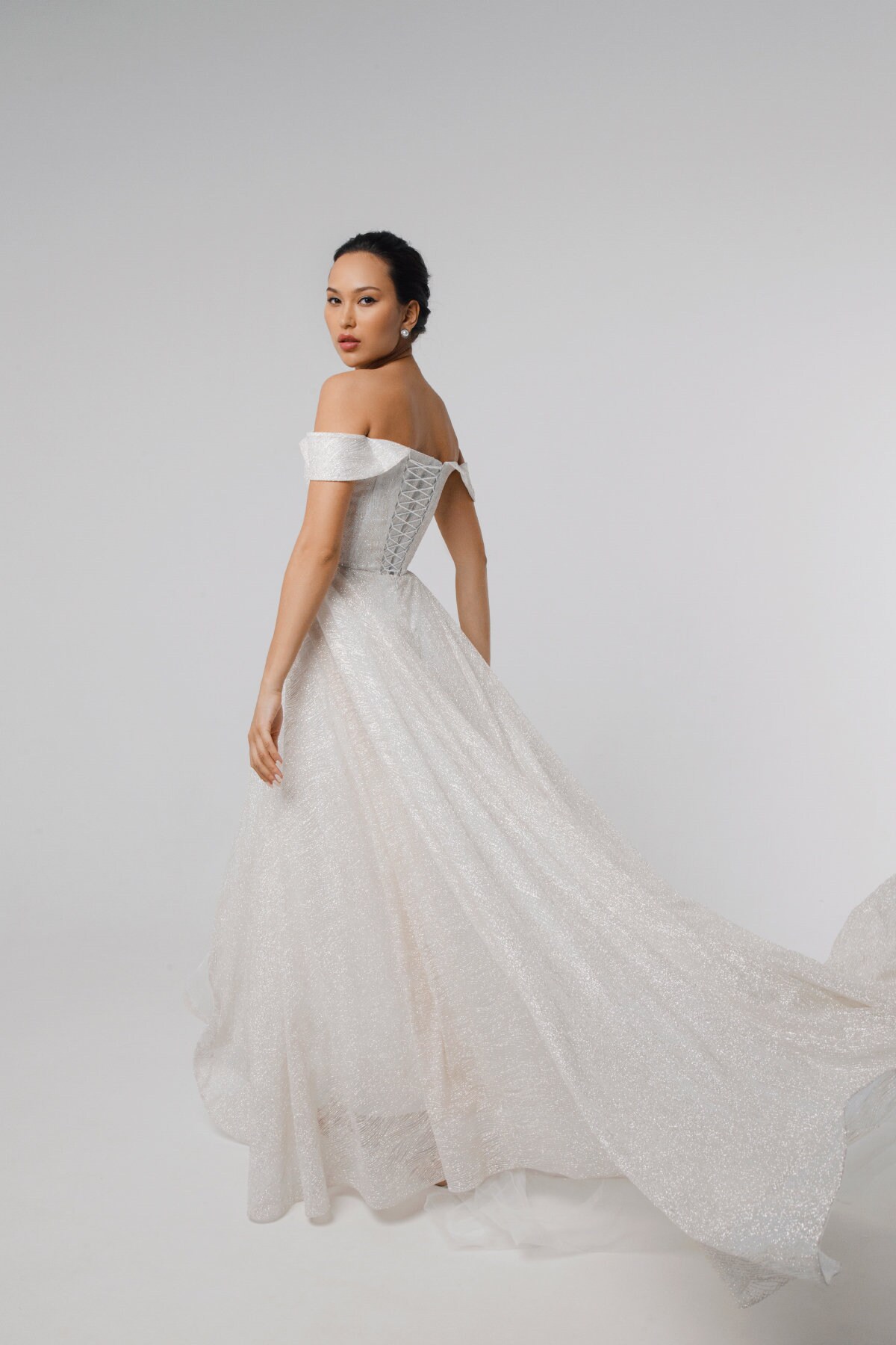 V neck wedding dress glitter wedding dress A-line wedding | Etsy