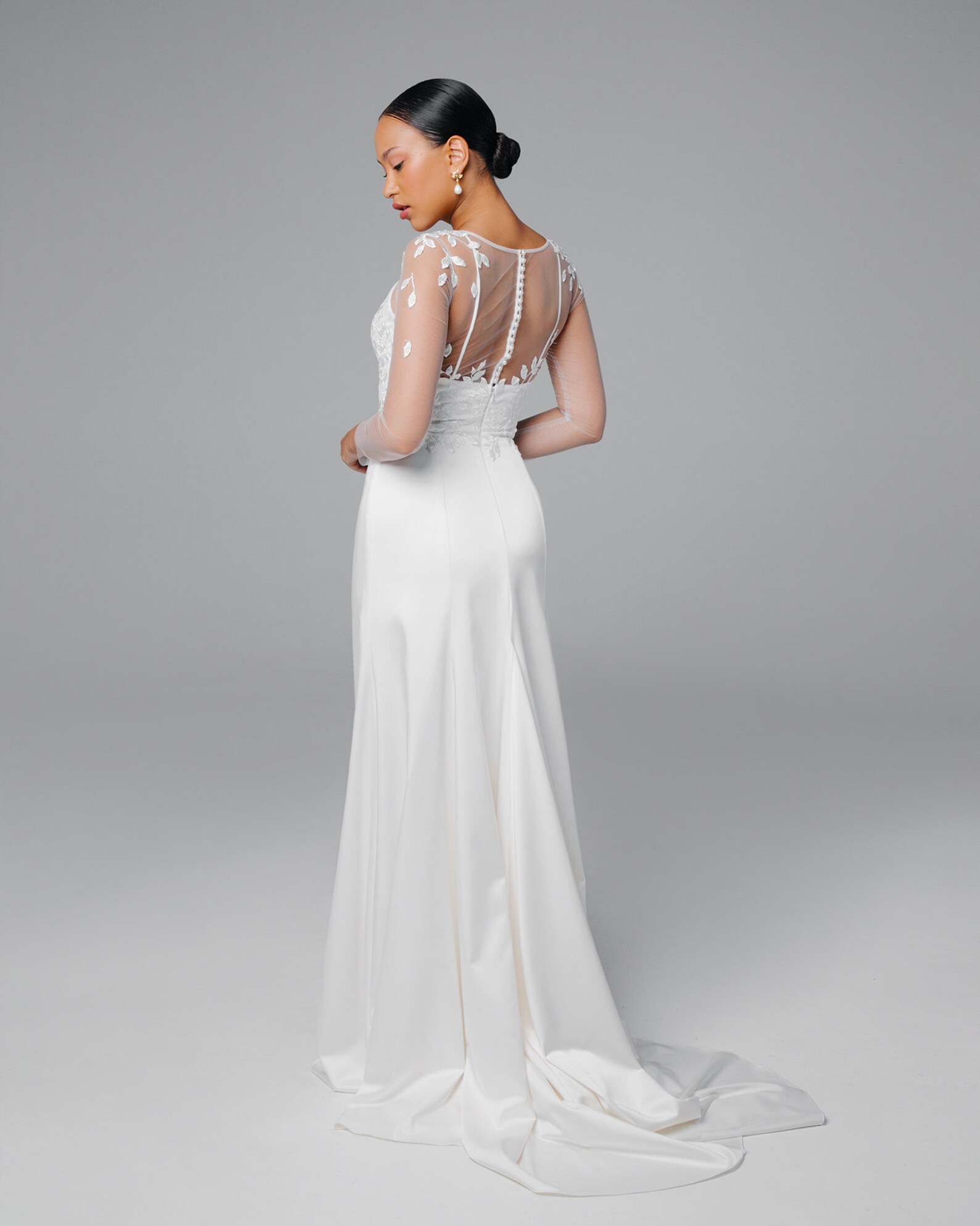 Satin wedding dress Long sleeve wedding dress Made to Etsy