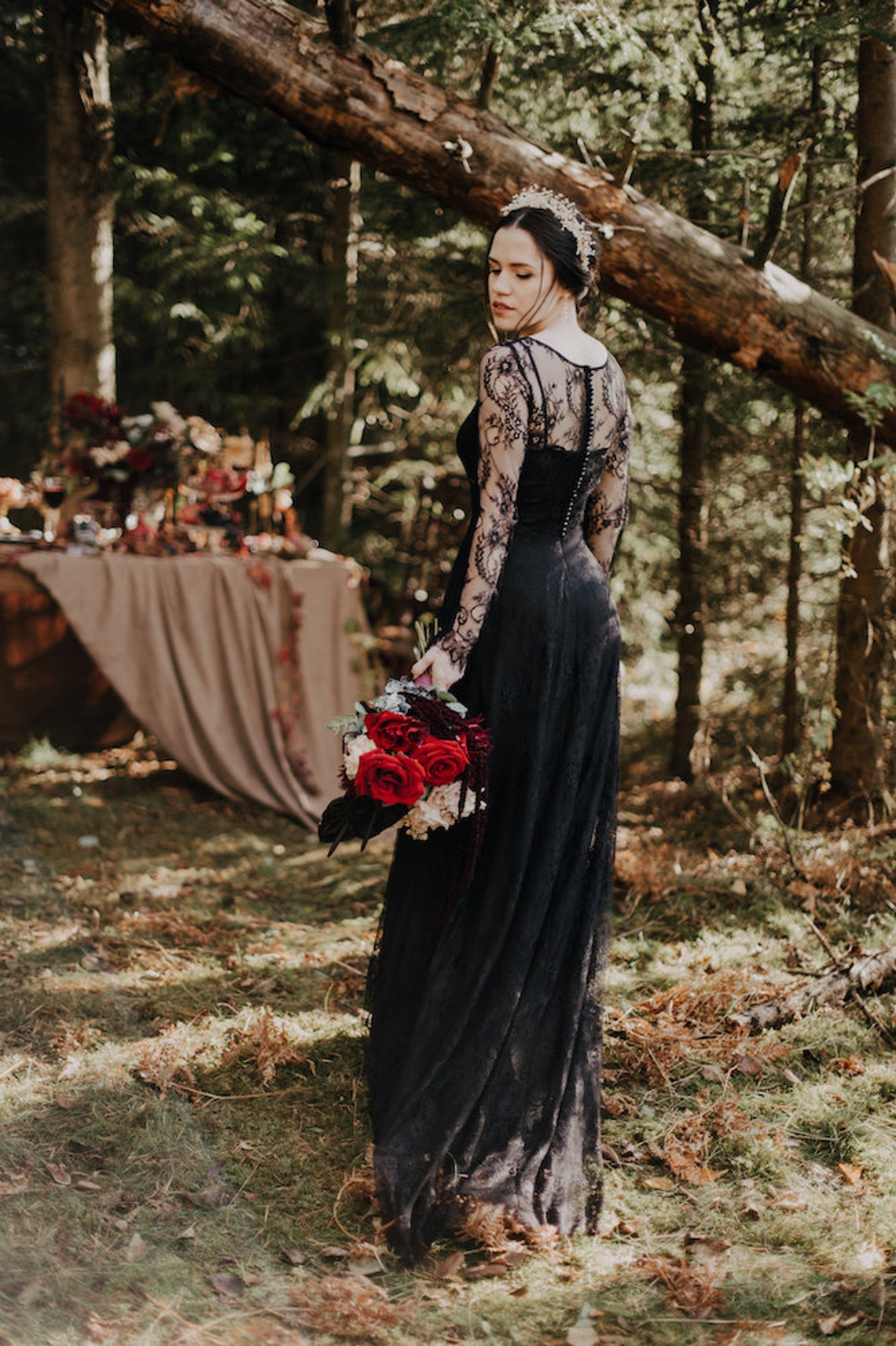 Black lace dress Black bohemian wedding dress ZLATA image 8