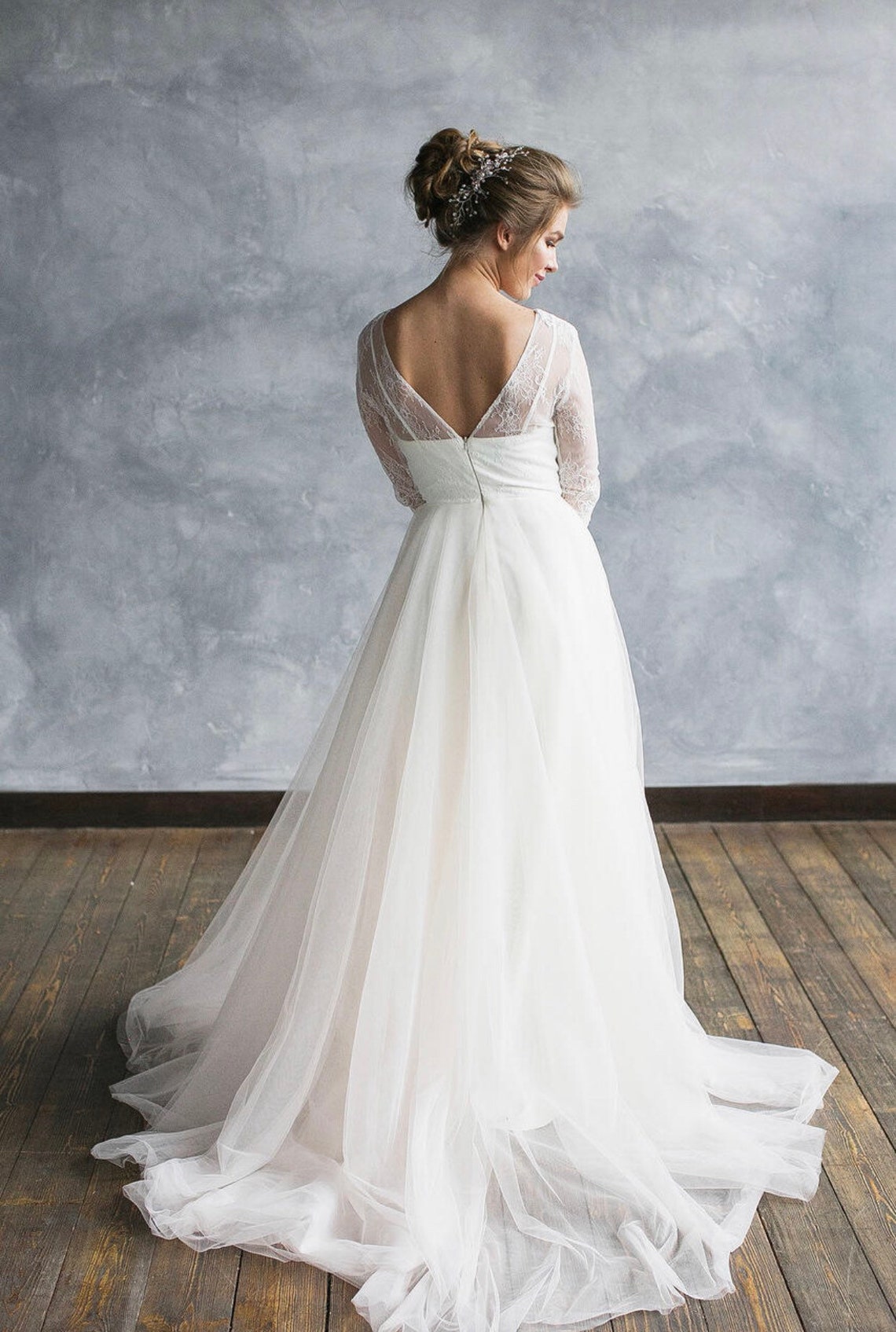 Spitze Brautkleid Langarm Tüll Brautkleid Brautkleid Etsy