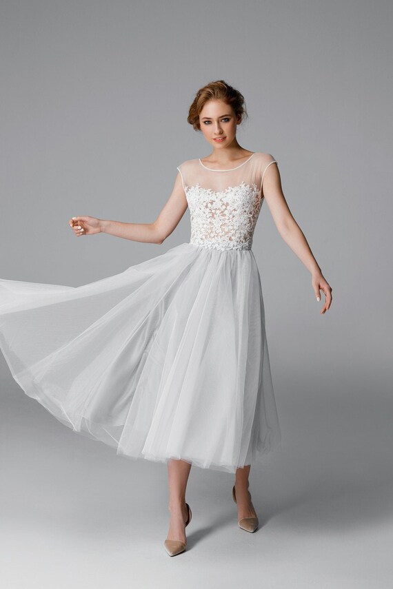 short grey dress for wedding
