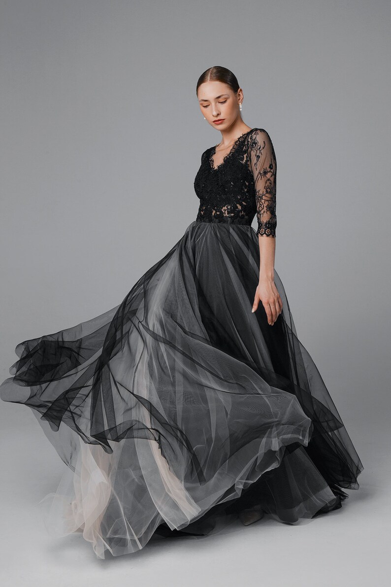 black lace bridal gown