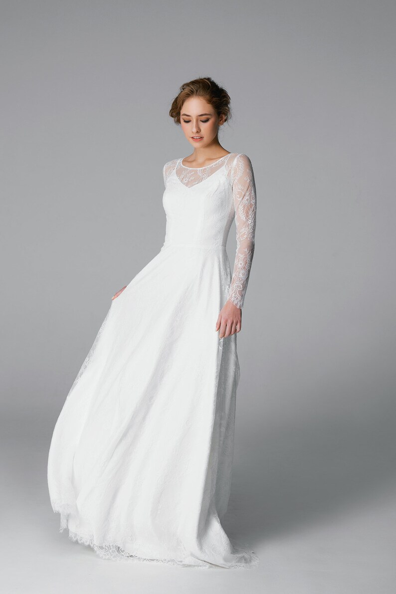 Vintage wedding dress long sleeve lace wedding dress Made to Etsy