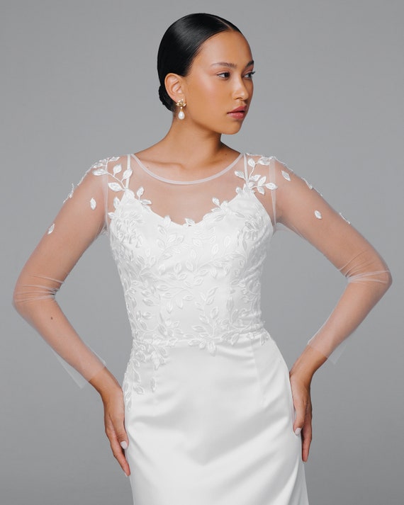 Satin wedding dress Long sleeve wedding dress Made to | Etsy