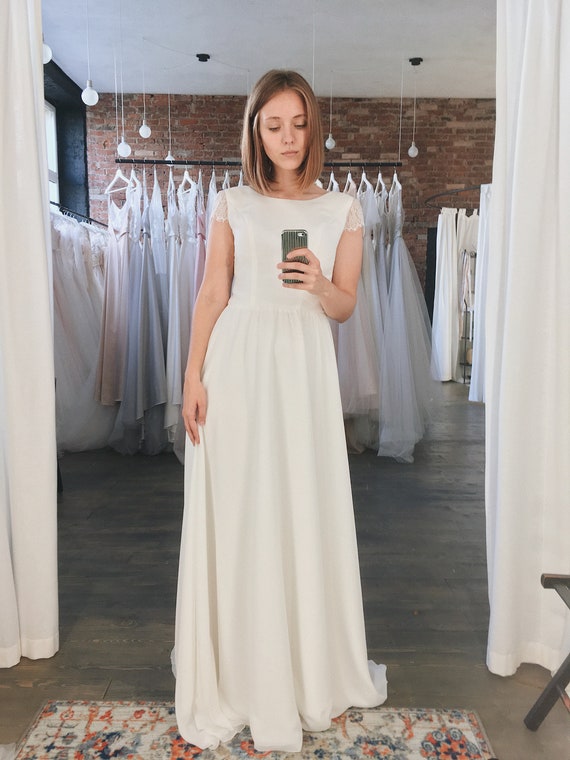 Chiffon Wedding Dress Boho Bridal Gown Made To Measure Etsy