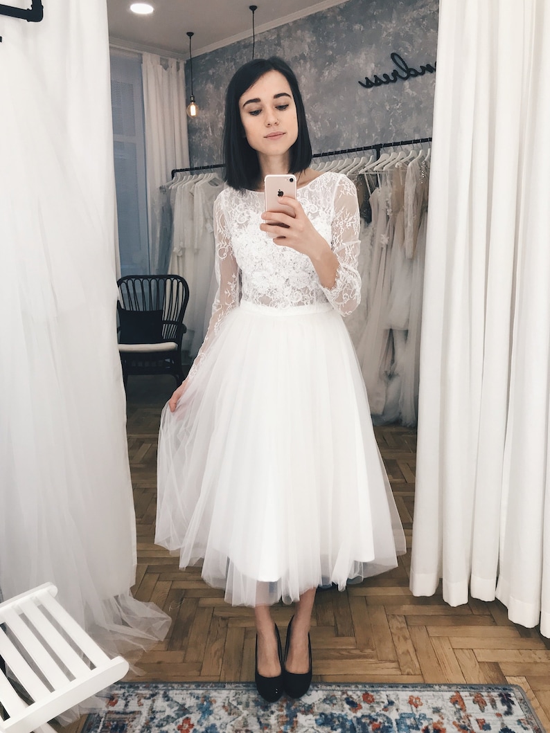 Short Wedding Dresses with Long Sleeves