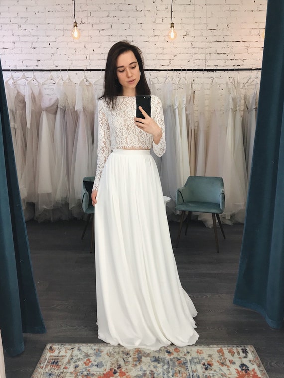 two piece casual wedding dress