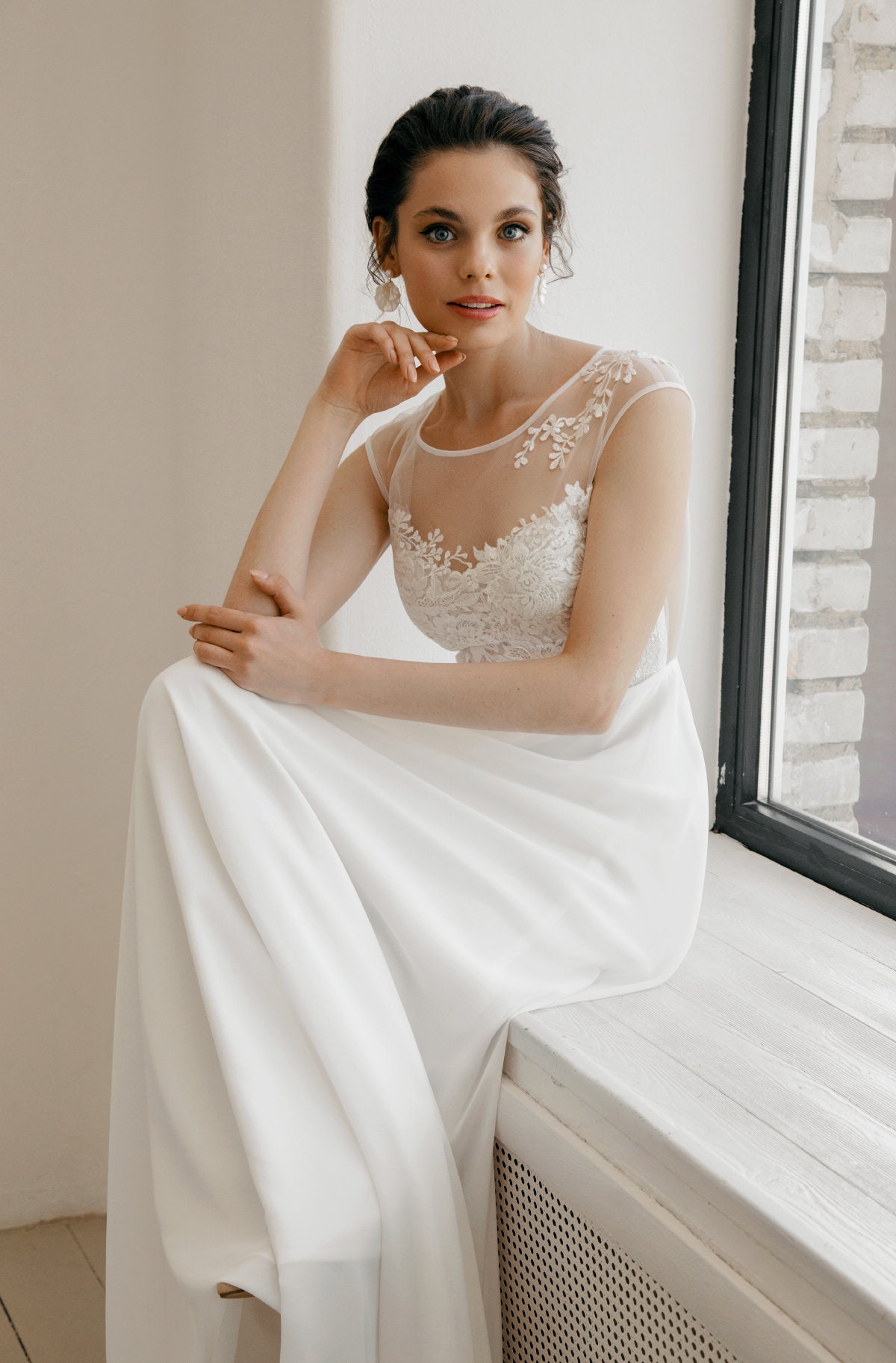 Simple chiffon wedding dress beach wedding dress aline maxi Etsy