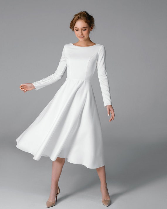 midi bridal gown