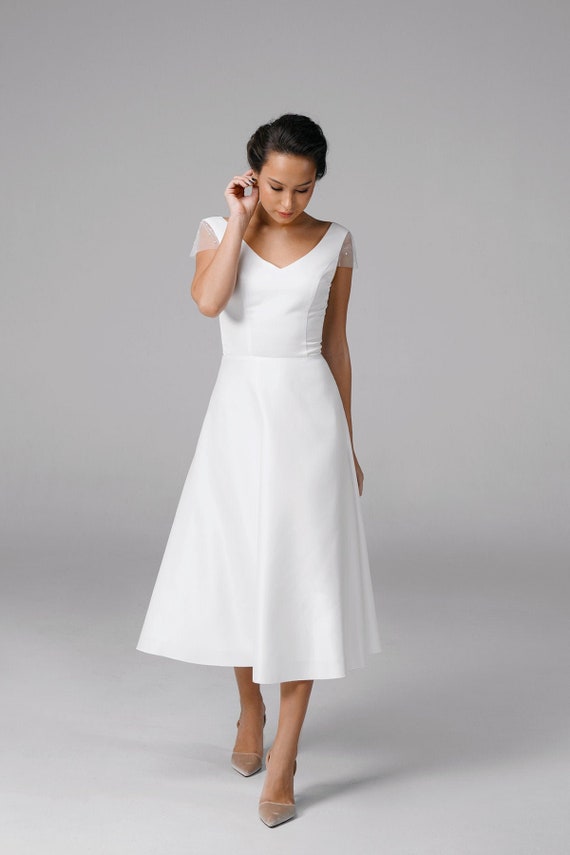 short satin wedding dress