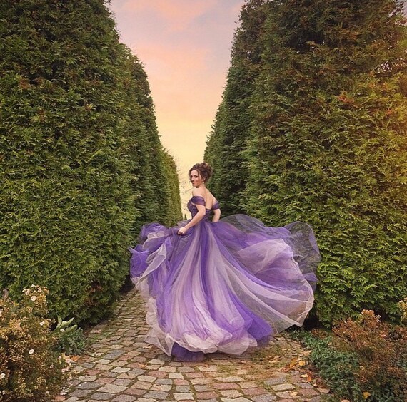 Purple wedding dress purple tulle wedding dress a-line | Etsy