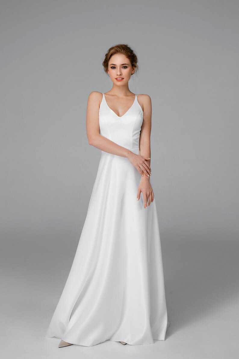 Einfache Brautkleid Satin Brautkleid Hochzeitskleid Midi ...