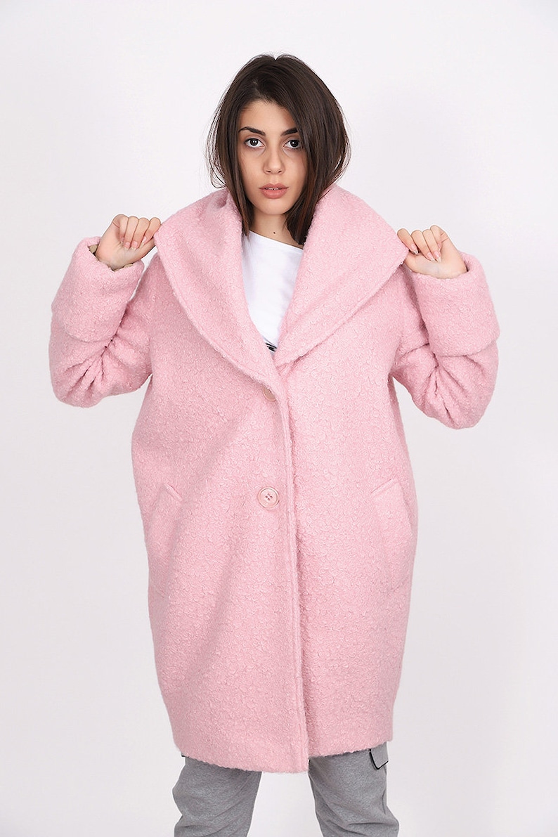 Pink Wool Coat Maxi Coat Women Wool Coat Long Wool Coat Etsy