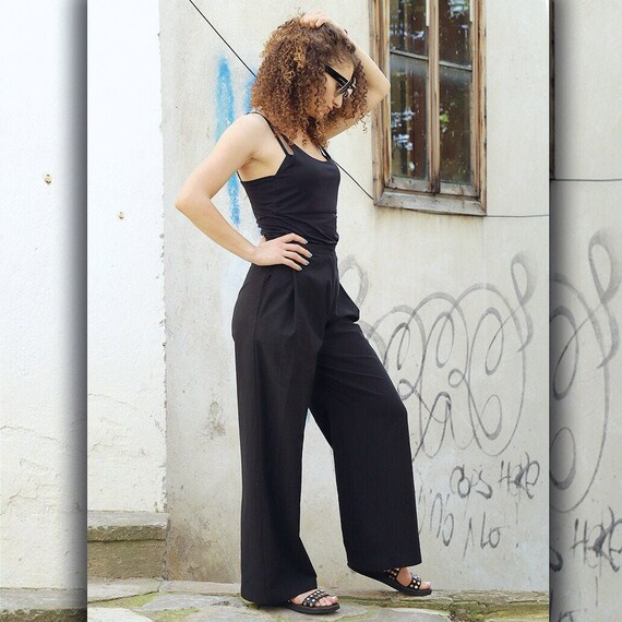 Pantalones de lino Mujeres Pantalones Palazzo Pantalones de | Etsy México
