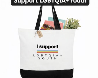 I Support LGBTQIA Youth Tote Bag – Rainbow Pride Ally Canvas Bag