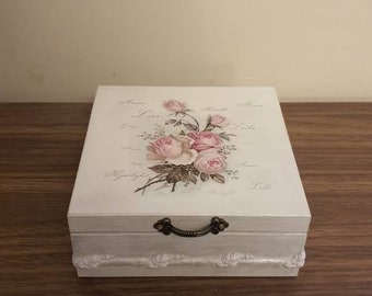 Butterflies,peonies,shabby chic,trinket box