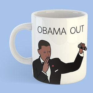Barack Obamas mikrofonsläpp - President Obama-mugg - USA:s 44:e president - Make till Michelle Obama - Ikonisk pose för mikrofonsläpp vid middag i Vita huset