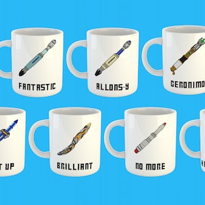 Doctor Who Sonic Screwdriver Mug With Iconic Phrase - Choose Your Timelord Favourite