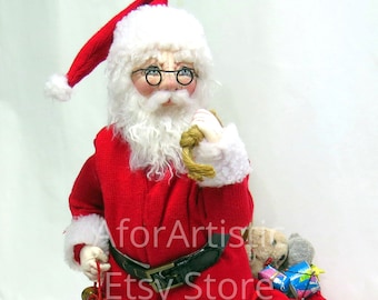 E-Pattern - Gift Bringer Santa by Sharon Mitchell, Cloth Doll Artist