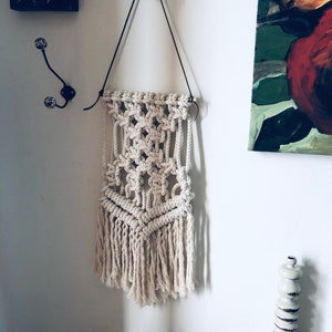 Medium Cotton Woven Macrame Wall Hanging Leather