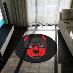 Round Red Pup Rug