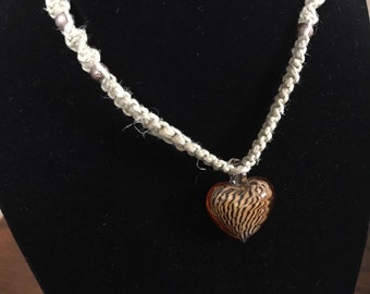 Hemp Necklace with Heart Pendant