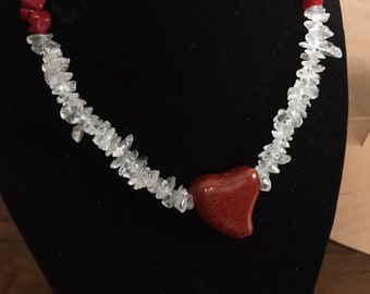 Stone Necklace with Heart Pendant