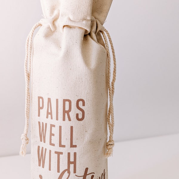 Pairs Well With Relatives Wine Bag | Wine Bag | Custom Wine Bag | Personalized Wine Bag | Hostess Gift | Host Gift | Family Gathering