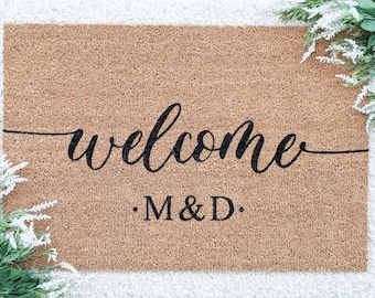 Welcome with Initials Doormat | Personalized Doormat | Custom Doormat | Housewarming | Engagement Present | Wedding Gift | Gift
