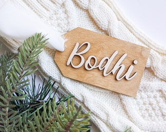 Stocking Tag | 3D Family Stocking Tags | Holidays | Wooden Stocking Tags | Name Tags | Minimal Decor | Simple | Wooden Decor