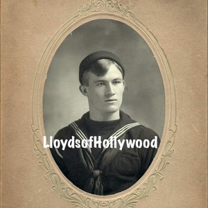 US Military Man Navy Handsome Sailor in Uniform Candid   Photograph 1940&#39;s