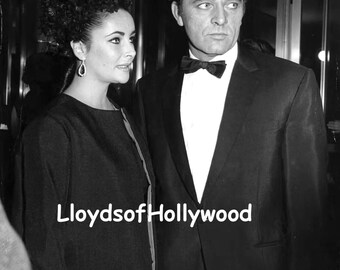Elizabeth Taylor  Glamour and Beauty With Husband Richard Burton in Black Tie  Candid Photograph 1964