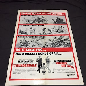 Sean Connery James Bond Sólo vive dos veces -Thunderball Original One Sheet USA Película Cartel 1970