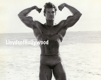 Steve Reeves Handsome Actor Muscular  Bodybuilder Mr America Hunk in Trunks At Strutters Beach Unique  Photograph  1949