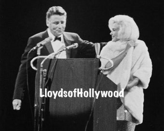 Peter Lawford  Introduces Marilyn Monroe  On Stage  JFK Birthday Mr President Party Gala Madison Sq Garden  Photograph 1962