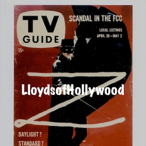 Guy Williams   Zorro  The Fox   Cover Of TV Guide  Photograph 1958