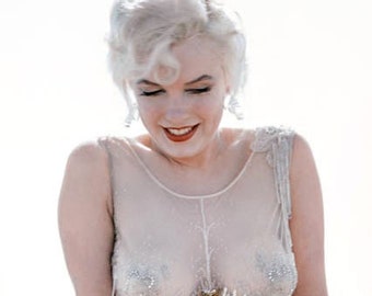 Marilyn Monroe On Set At Beach Del Coronado Hotel  Exposed in Dress Designed By Orry Kelly Some Like It Hot  Color Photograph 1959