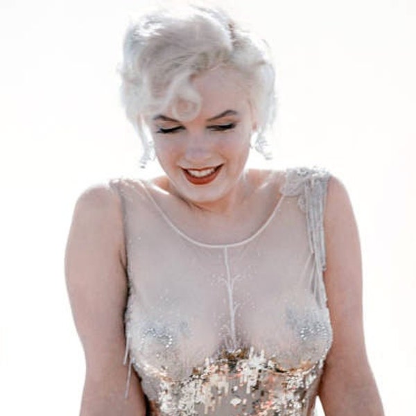 Marilyn Monroe On Set At Beach Del Coronado Hotel  Exposed in Dress Designed By Orry Kelly Some Like It Hot  Color Photograph 1959