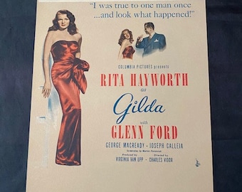 Rita Hayworth Glenn Ford  GILDA Original Vintage USA Movie Poster Window Card  1946
