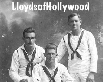 USA Military Navy Drei stattliche Matrosen Kumpels Historische Fotografie 1940er Jahre