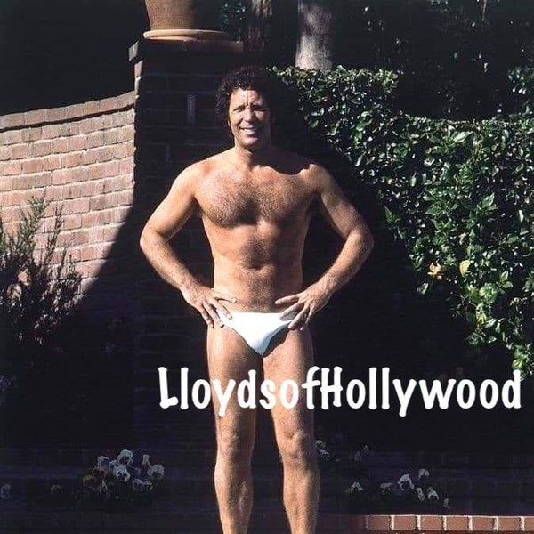 Sir Tom Jones  Welsh Singer International Entertainer and Rock Star  Hairy Chest Hunk In Speedo Poolside Beefcake Photograph 1975