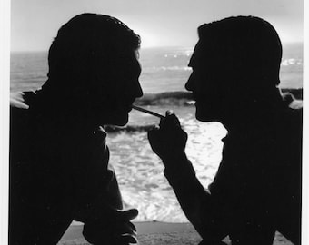Cary Grant Randolph Scott Handsome Hollywood Hunks in Shadow Silhouette Lighting His Cigarette Photograph 1935