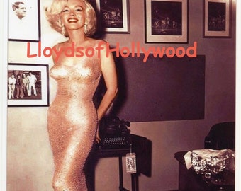 Marilyn Monroe Wearing Happy Birthday See -Through Dress President JFK Birthday  Gala Madison Square Garden  Rare Color  Photograph 1962