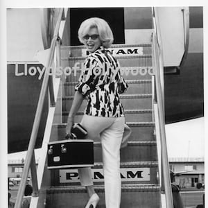 Marilyn Monroe Boarding Pan Am Flight Candid Photograph 1962