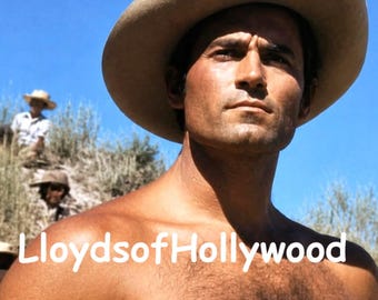 Clint Walker Handsome Actor Cheyenne Bodie Cowboy TV Movie Hunk Hairy Chest Mid-Century  Candid Photograph 1955